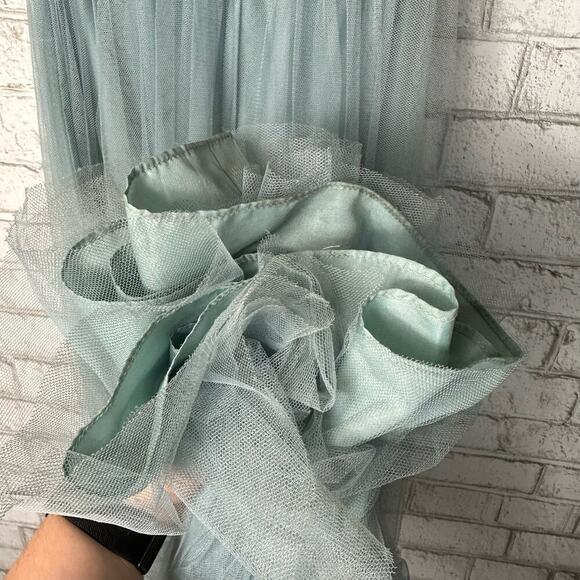 JENNY YOO Blue Dress Annabelle Bridesmaid Maxi Tulle Convertible Blue Green 2 - Picture 9 of 15